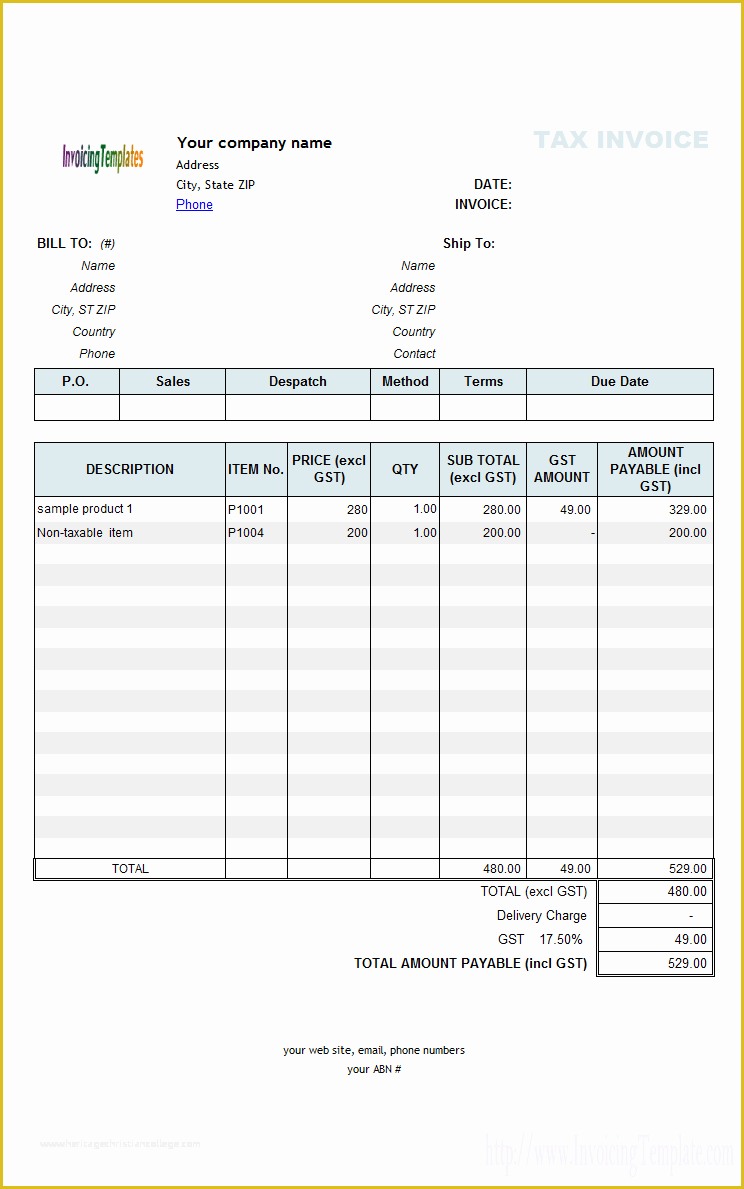 Free Invoice Template Excel Of Quickbooks Invoice Template Excel