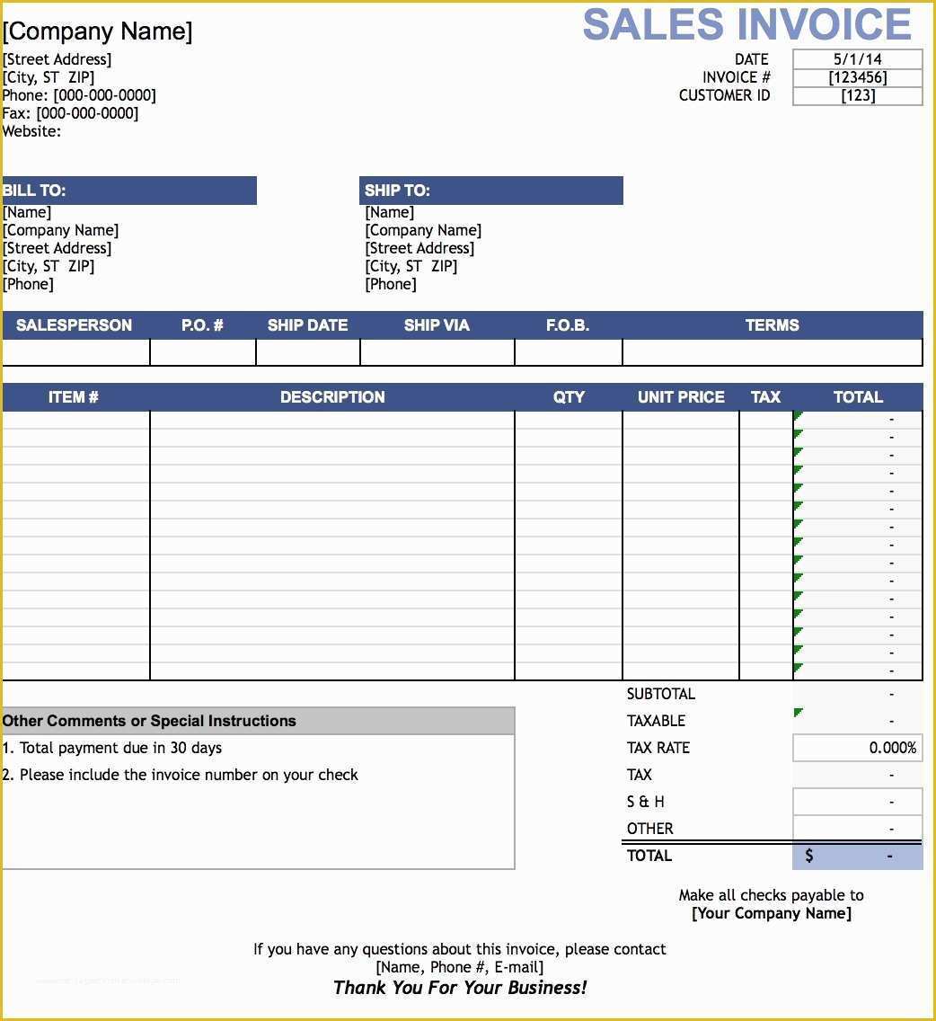 Free Invoice Template Excel Of Sales Invoice Excel Invoice Template Ideas