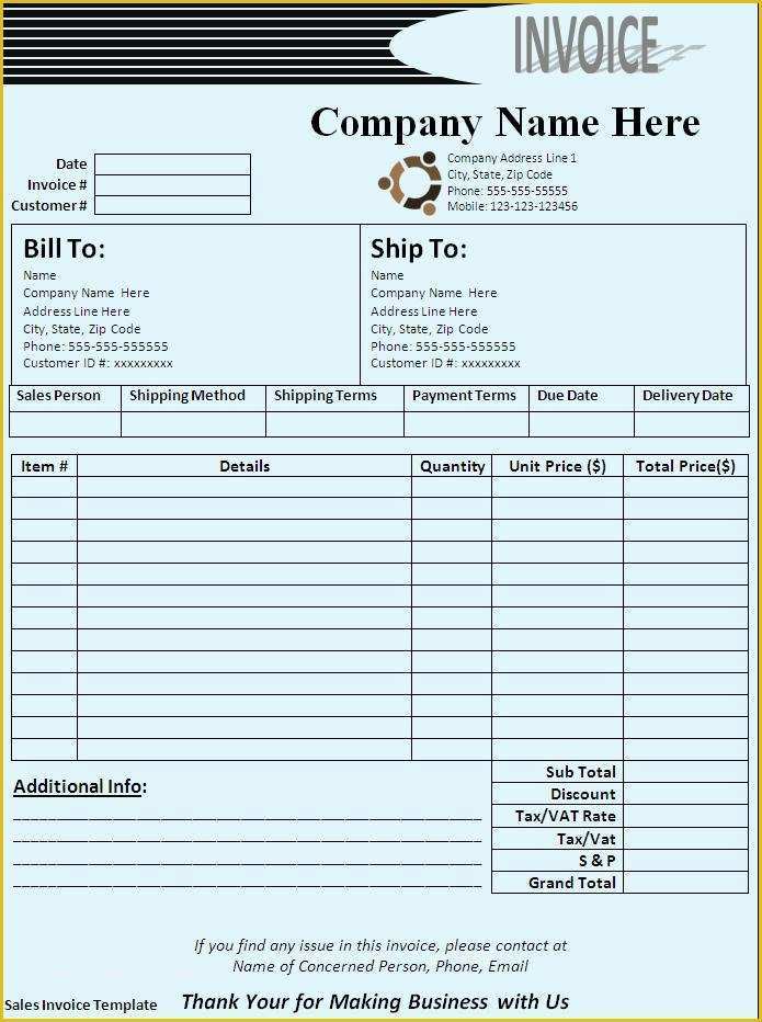 Free Invoice Template Excel Of Sales Invoice Template Word