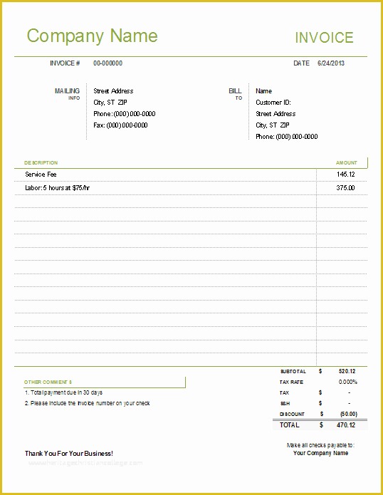 Free Invoice Template Excel Of Simple Invoice Template for Excel Free
