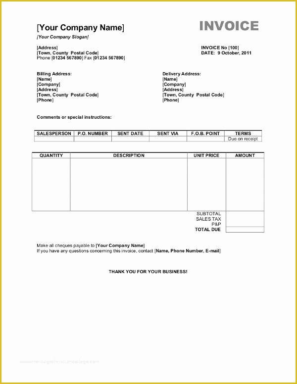 Free Invoice Template for Word 2010 Of Free Invoice Templates for Word Excel Open Fice