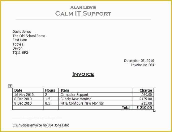 Free Invoice Template for Word 2010 Of Invoice Template Word 2010