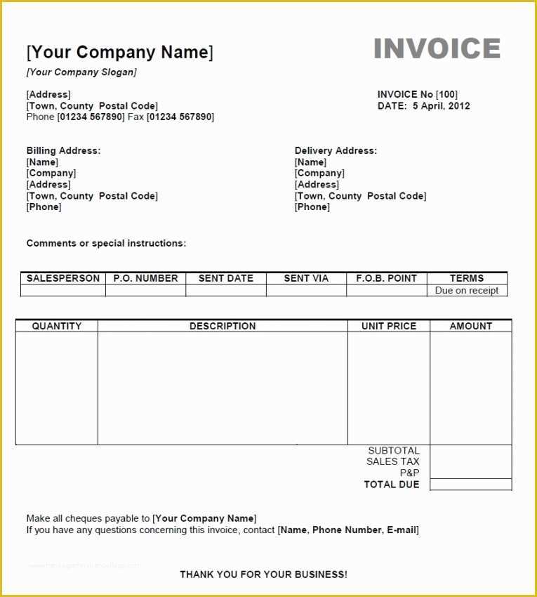 Free Invoice Template for Word 2010 Of Invoice Template Word 2010