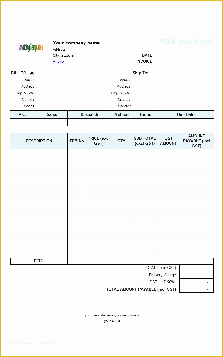 Free Invoice Template Of Blank Invoices to Print Mughals