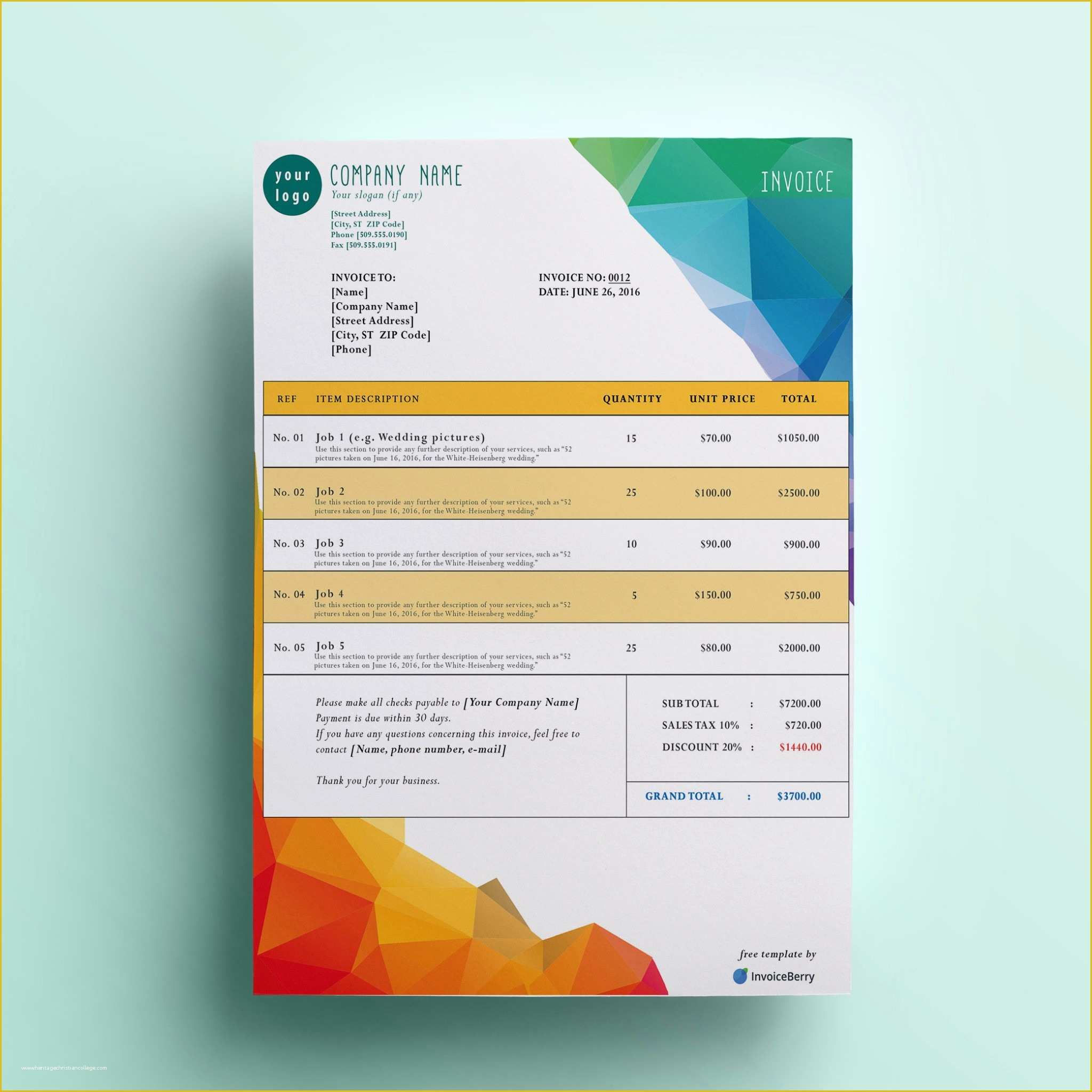 Free Invoice Template Of Free Invoice Templates by Invoiceberry the Grid System