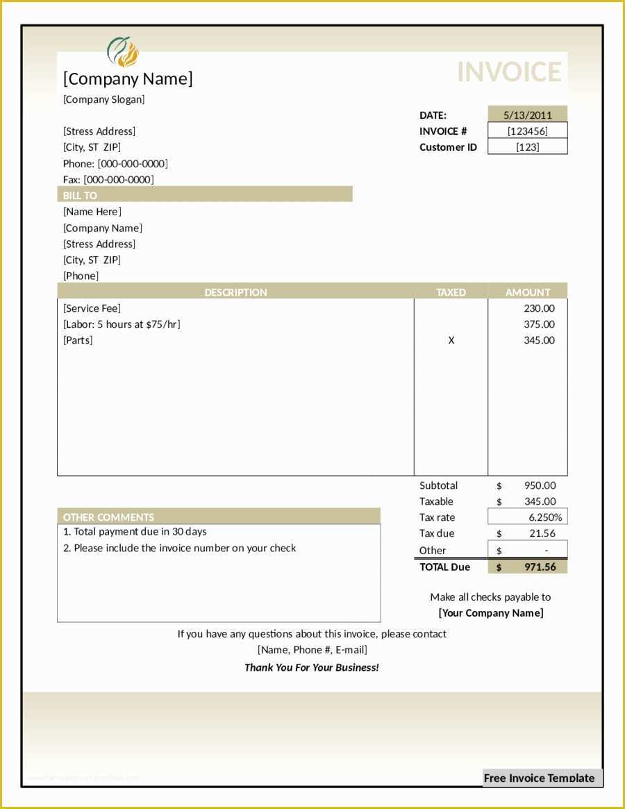 Free Invoice Template Of Invoice Free Download Invoice Template Ideas