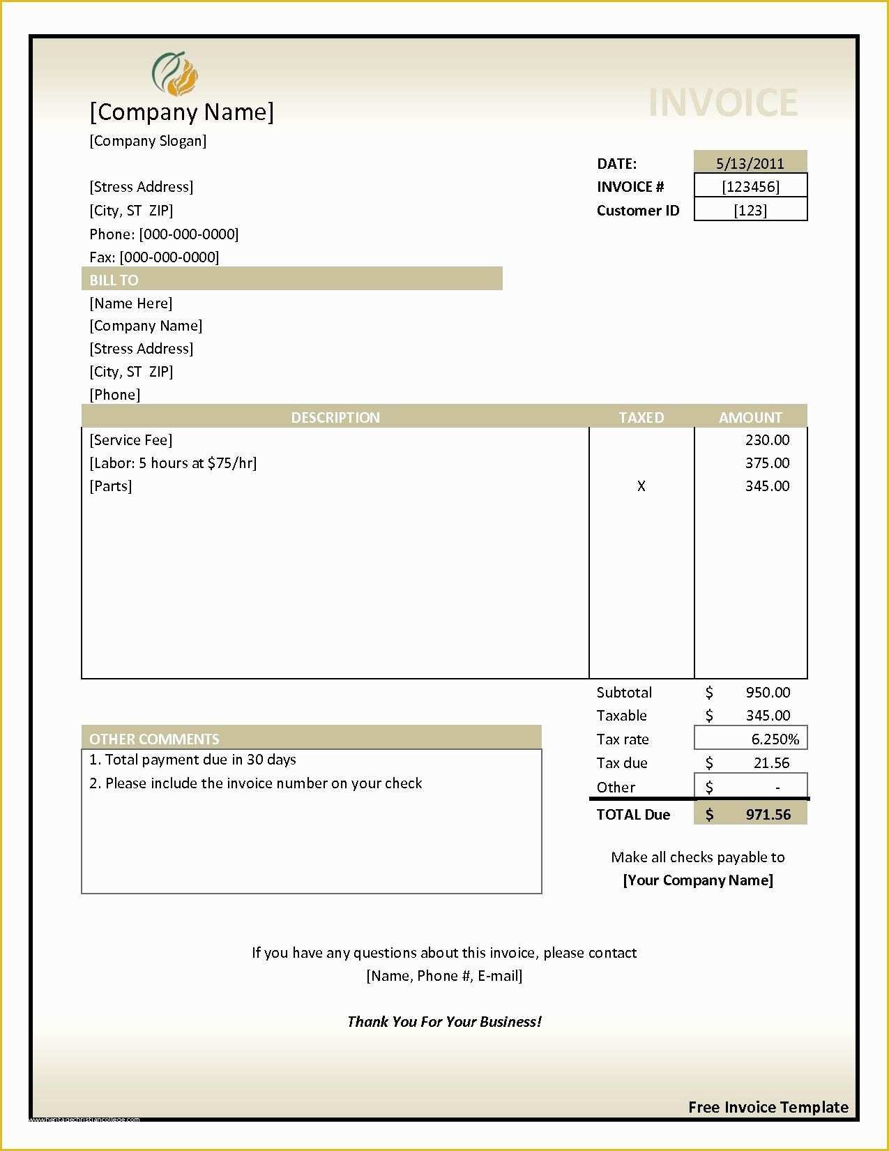 Free Invoice Template Of Sample Invoice Invoice Template Free 2016 Free