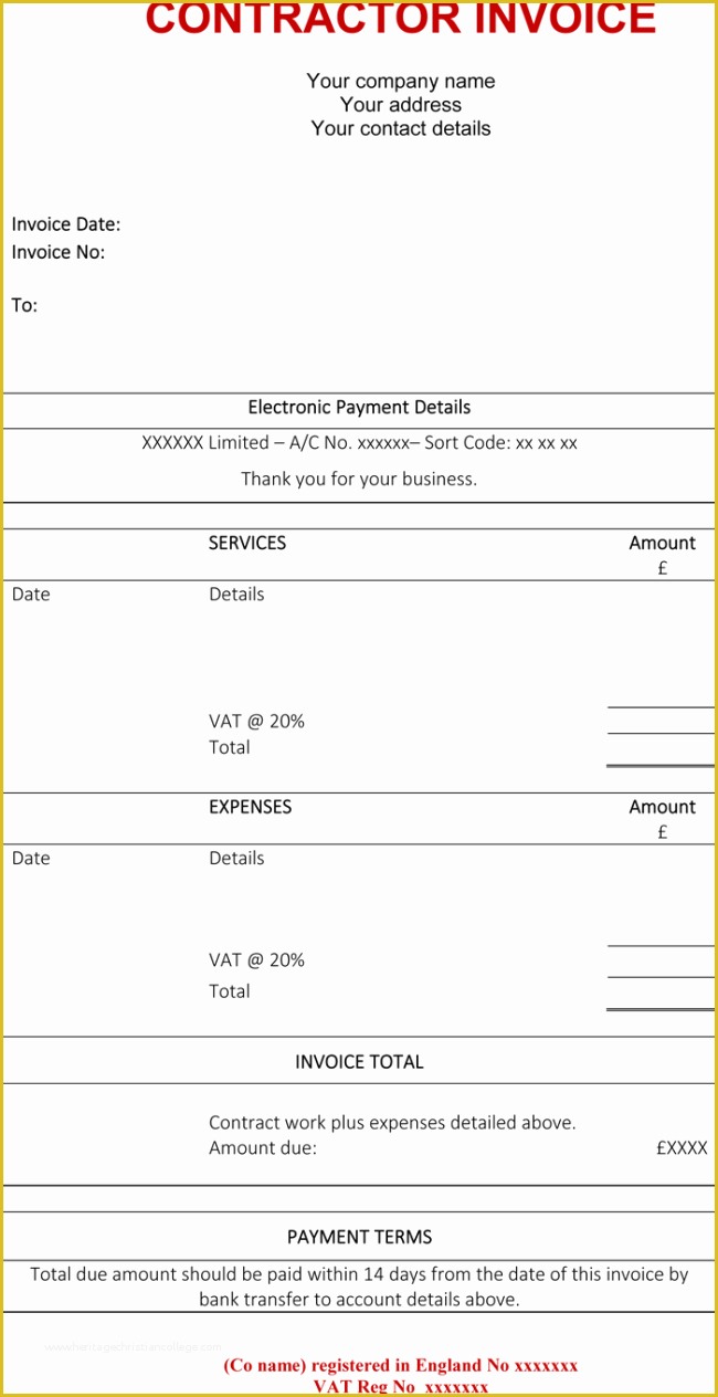 Free Invoice Template Pages Of Contractor Invoice Template 6 Printable Contractor Invoices