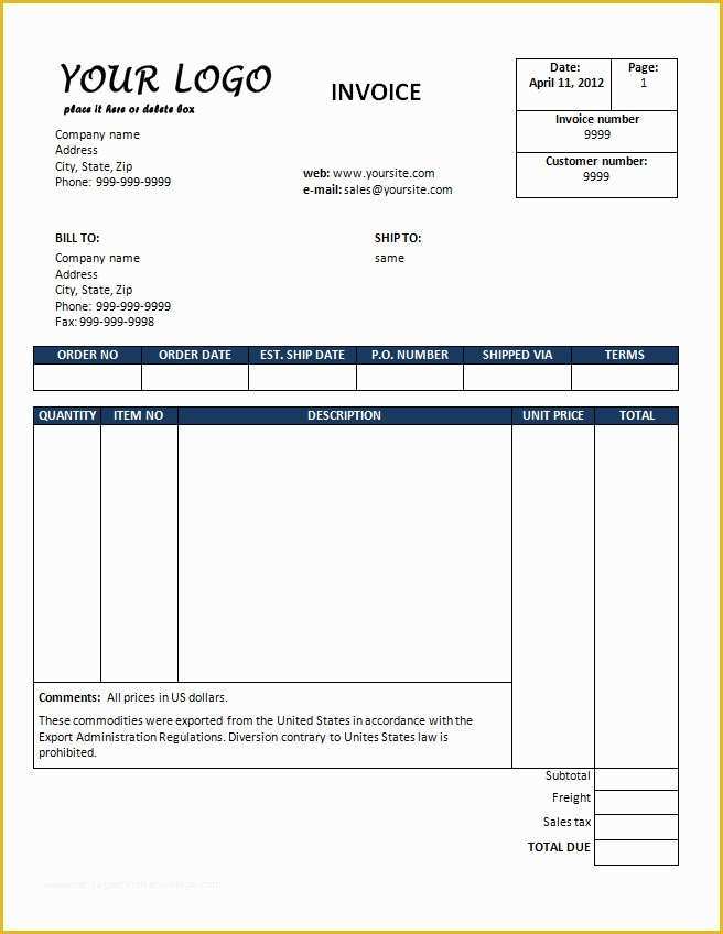 Free Invoice Template Pages Of Sales Invoice Template