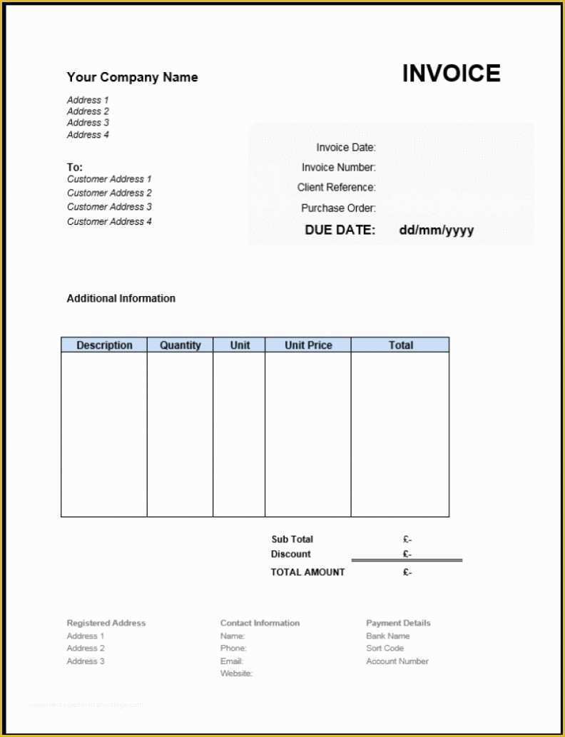 Free Invoice Template Pdf Of Free Invoice Template Excel Word Pdf Printable