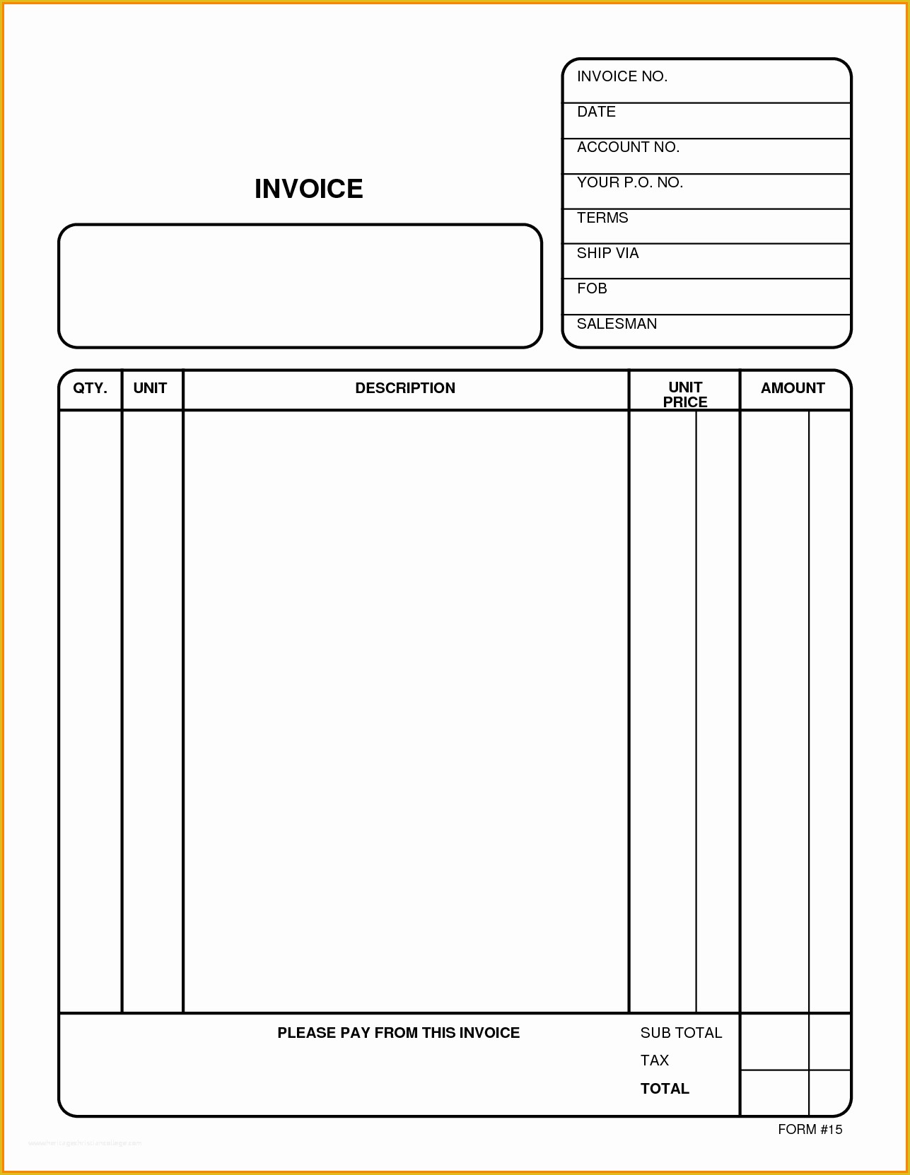 Free Invoice Template Pdf Of Printable Blank Invoice Free Printable Blank Invoice