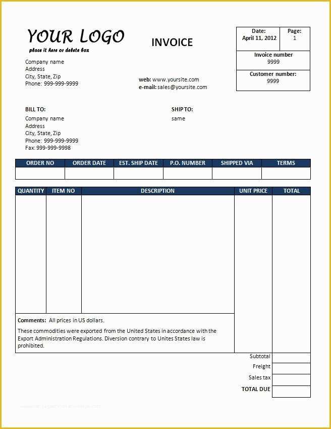 Free Invoice Template Word Of Free Invoice Template Downloads