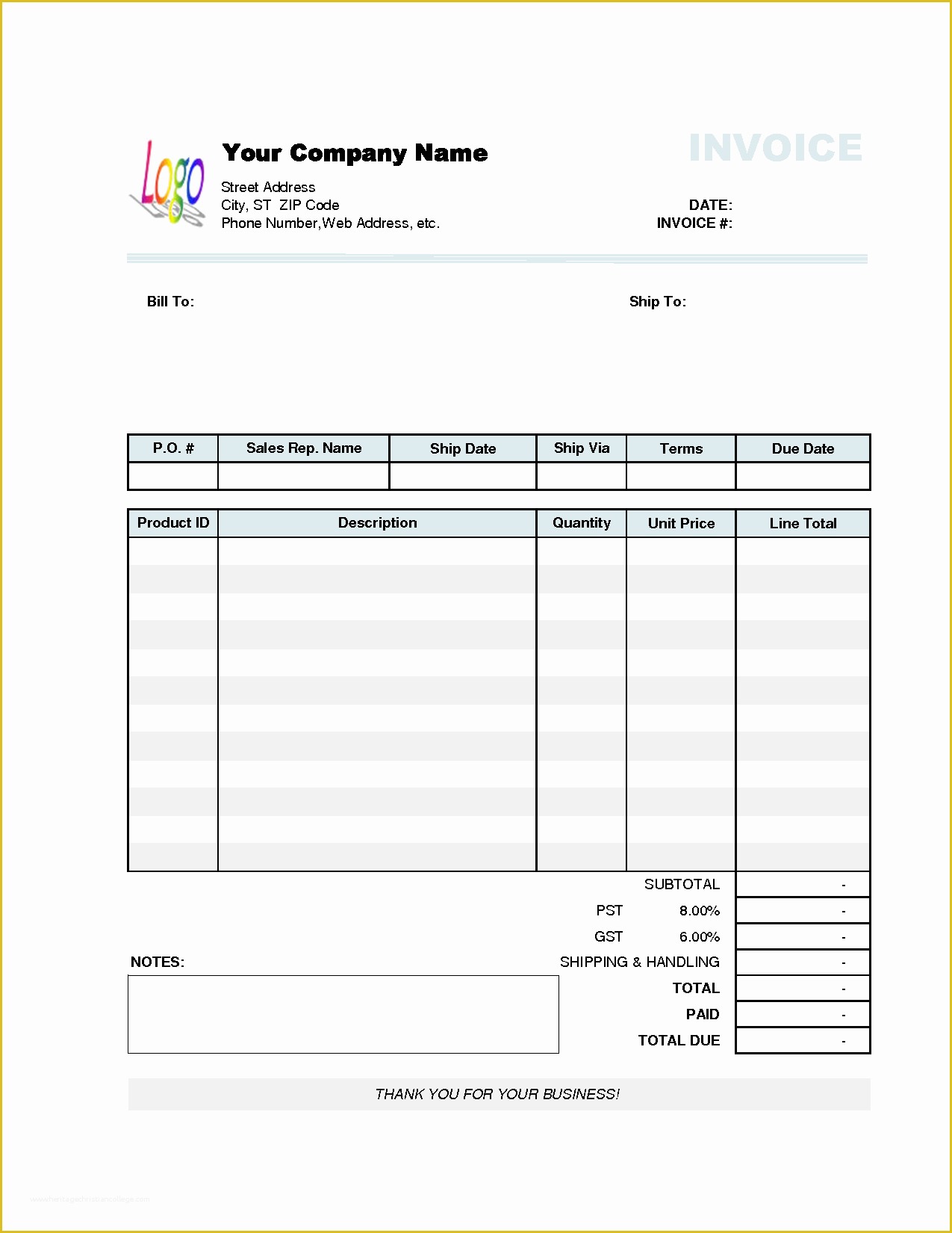Free Invoice Template Word Of Invoice Template Excel 2010