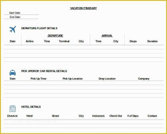Free Itinerary Template Of 11 Trip Itinerary Templates – Free Sample Example