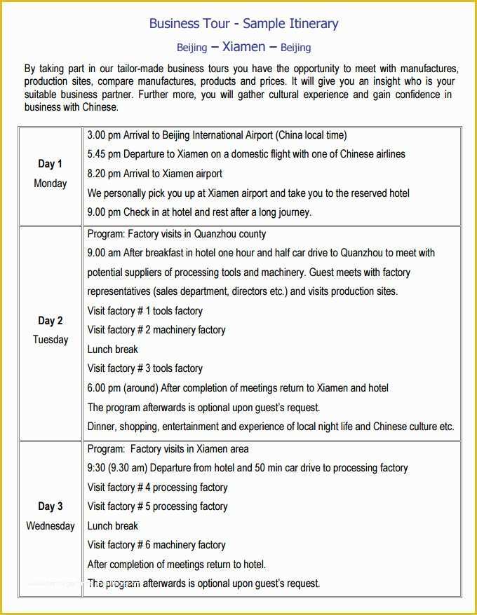 Free Itinerary Template Of 13 Business Travel Itinerary Template Word Excle Pdf
