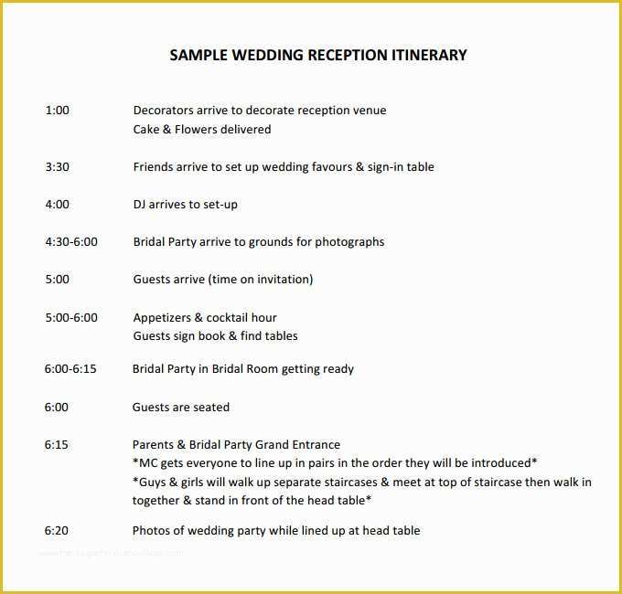 Free Itinerary Template Of 44 Wedding Itinerary Templates Doc Pdf Psd
