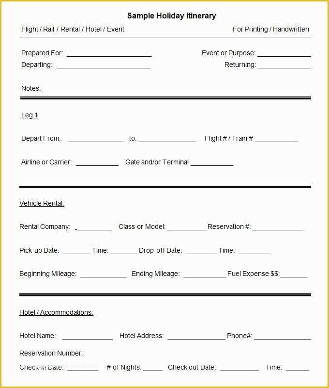 Free Itinerary Template Of 9 Sample Blank Itinerary Templates Doc Pdf