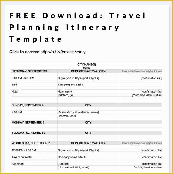 Free Itinerary Template Of Free Download Travel Planning Itinerary Template by Megan
