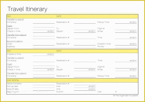 Free Itinerary Template Of Free Printable Travel Itinerary