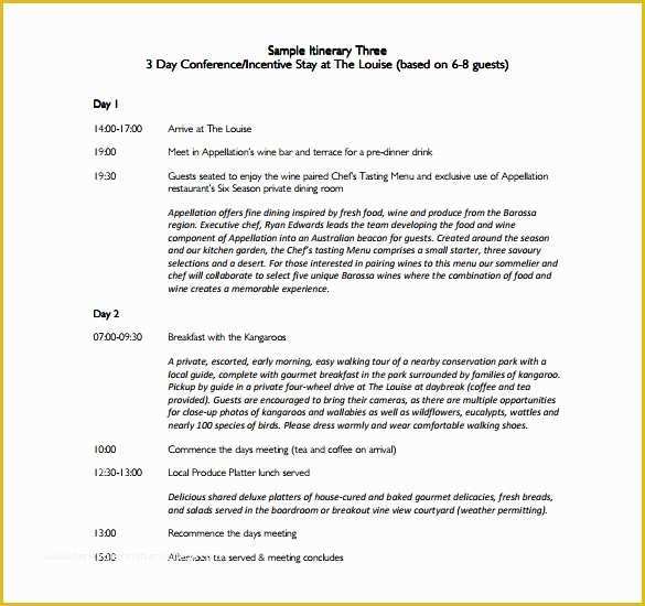 Free Itinerary Template Of Sample Itinerary Template 7 Free Documents In Pdf