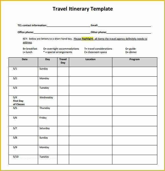 Free Itinerary Template Of Travel Itinerary Template 7 Download Documents In Pdf Word