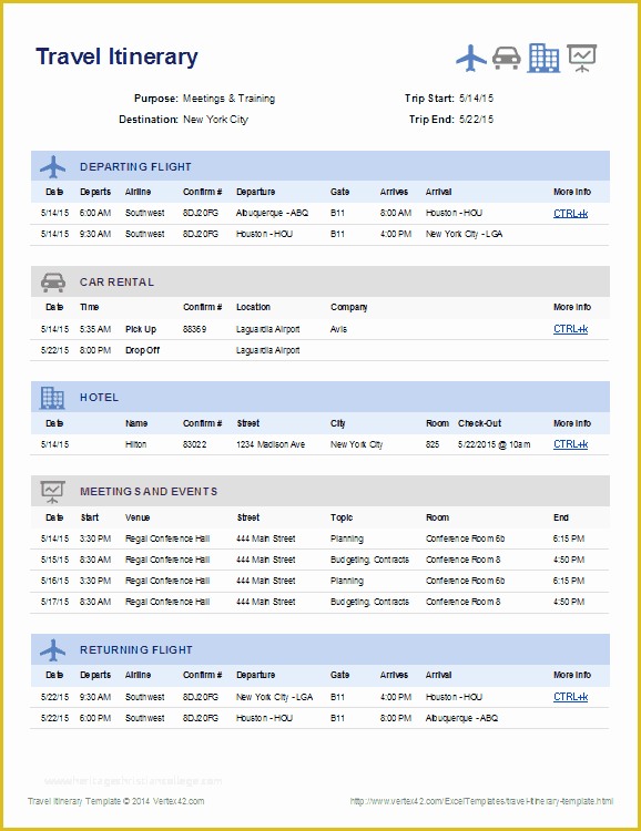 Free Itinerary Template Of Travel Itinerary Template