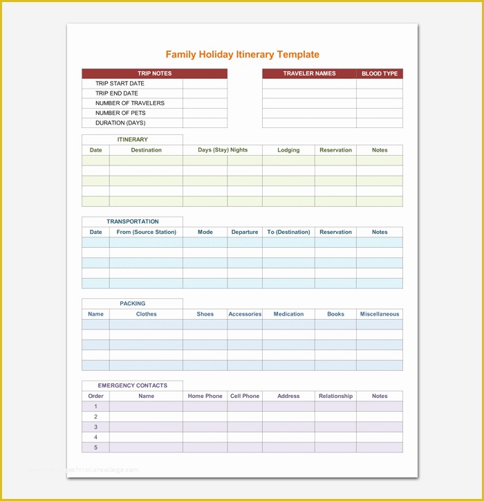 Free Itinerary Template Of Vacation Itinerary Template 5 Planners for Word Doc