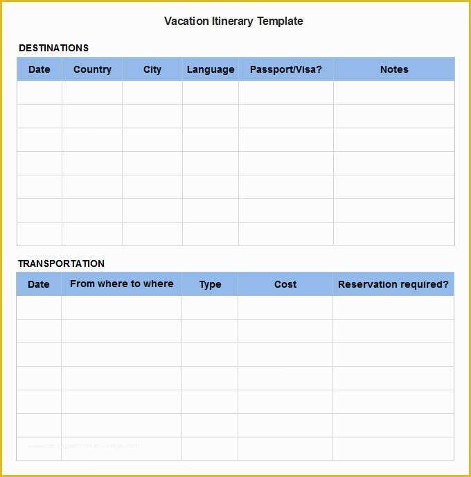 Free Itinerary Template Of Vacation Itinerary Template 8 Free Excel Pdf Documents