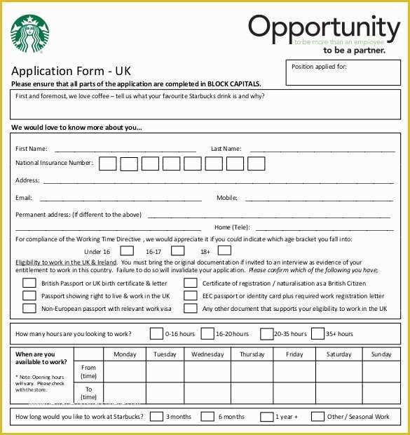 Free Job Application Template Of 10 Restaurant Application Templates – Free Sample