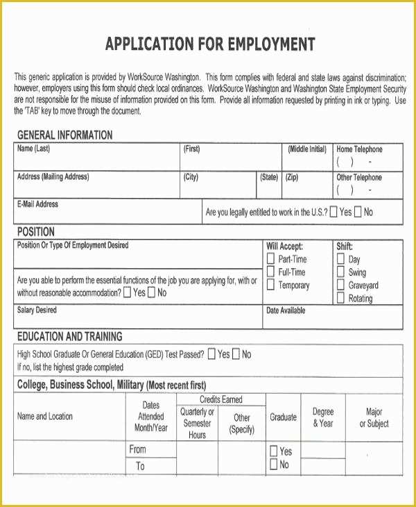 Free Job Application Template Of 49 Job Application form Templates