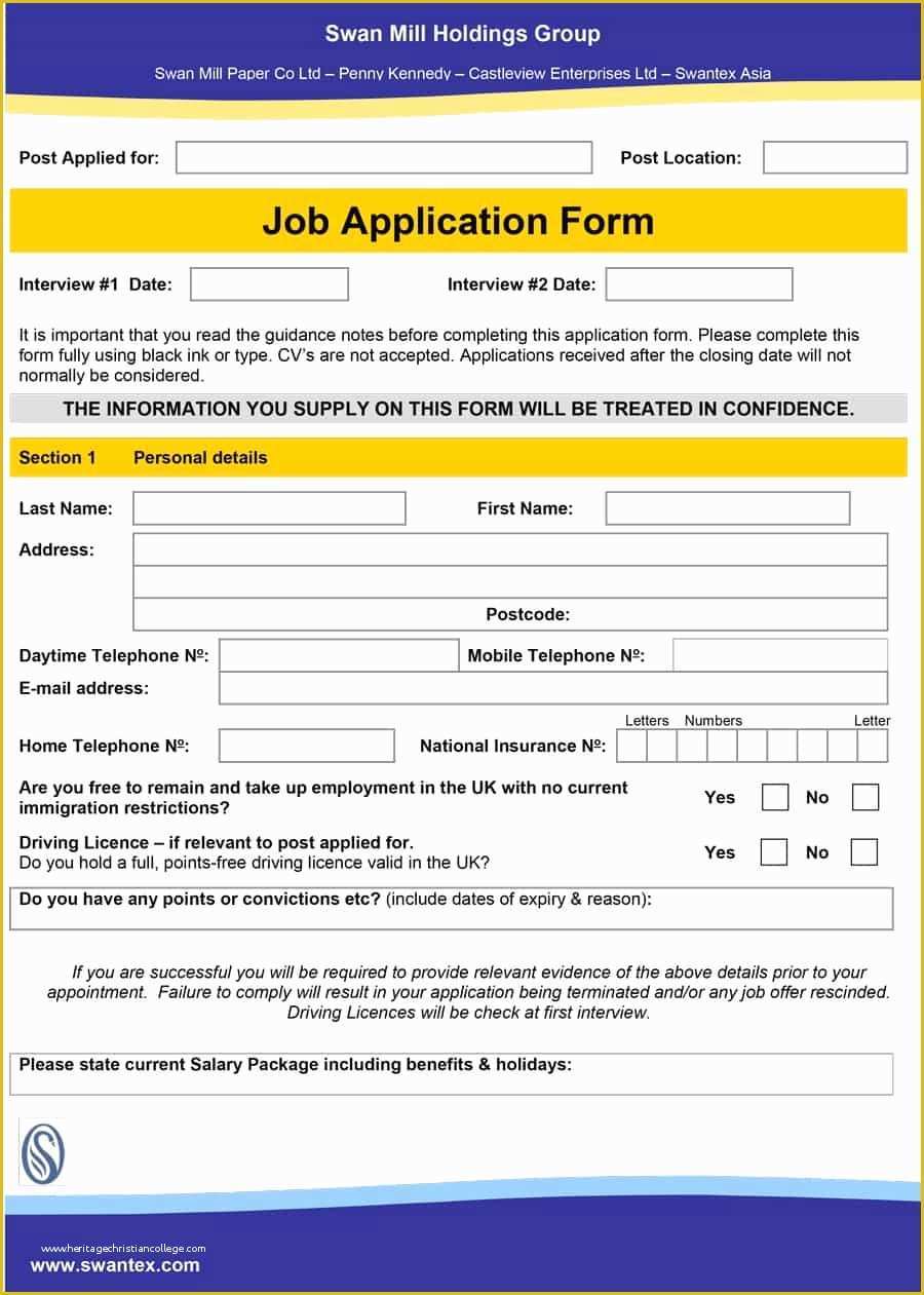 Free Job Application Template Of 50 Free Employment Job Application form Templates