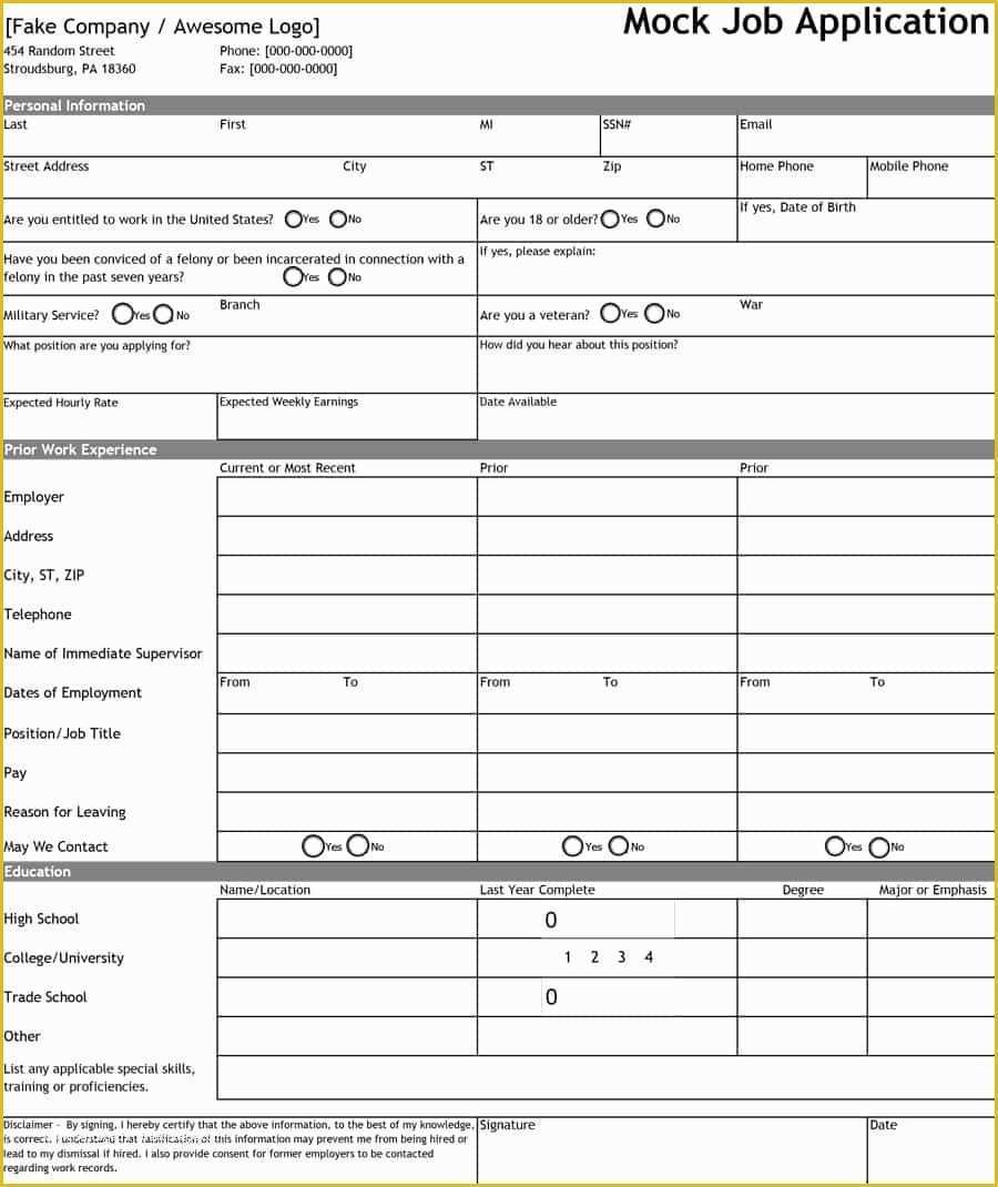 Free Job Application Template Of Job Application Template