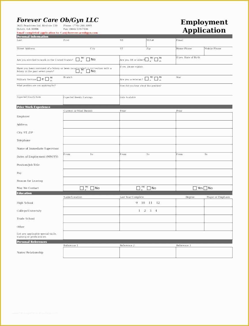Free Job Application Template Word Document Of 5 Free Job Application form Template Word