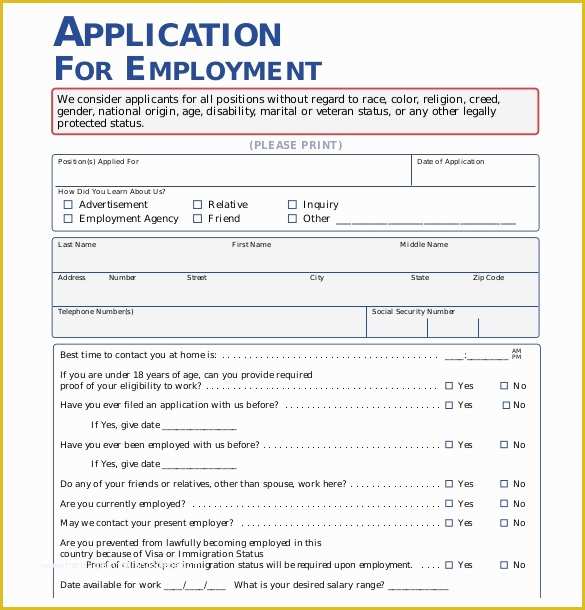 Free Job Application Template Word Document Of Application form Templates – 10 Free Word Pdf Documents