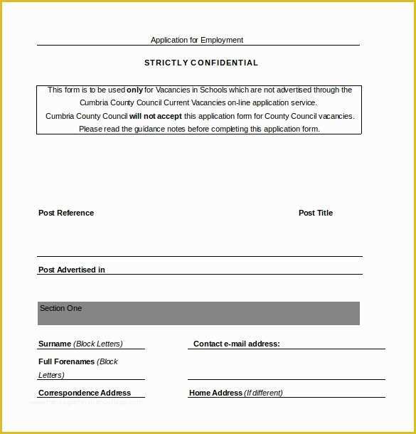 Free Job Application Template Word Document Of Employment Application Templates – 10 Free Word Pdf