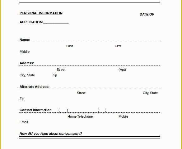 Free Job Application Template Word Document Of Job Application Template – 10 Free Word Pdf Documents