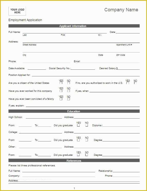 Free Job Application Template Word Document Of Job Application Template 
