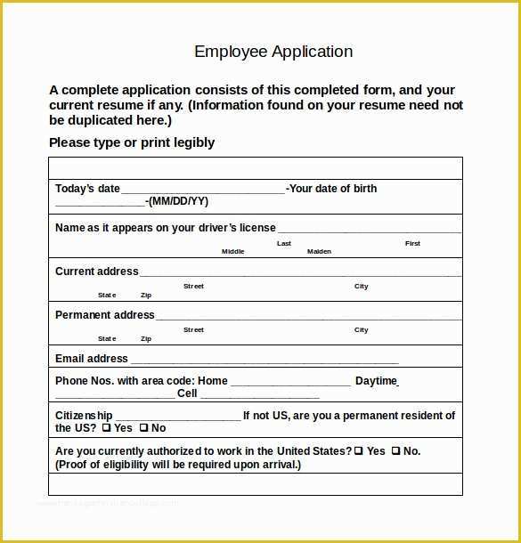 Free Job Application Template Word Document Of Restaurant Job Application Template