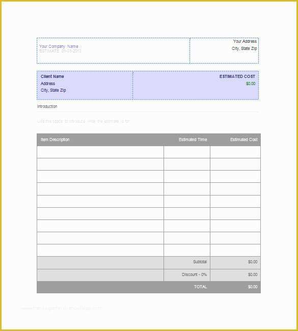 Free Job Cost Sheet Template Of Blank Estimate Template – 23 Free Word Pdf Excel Google