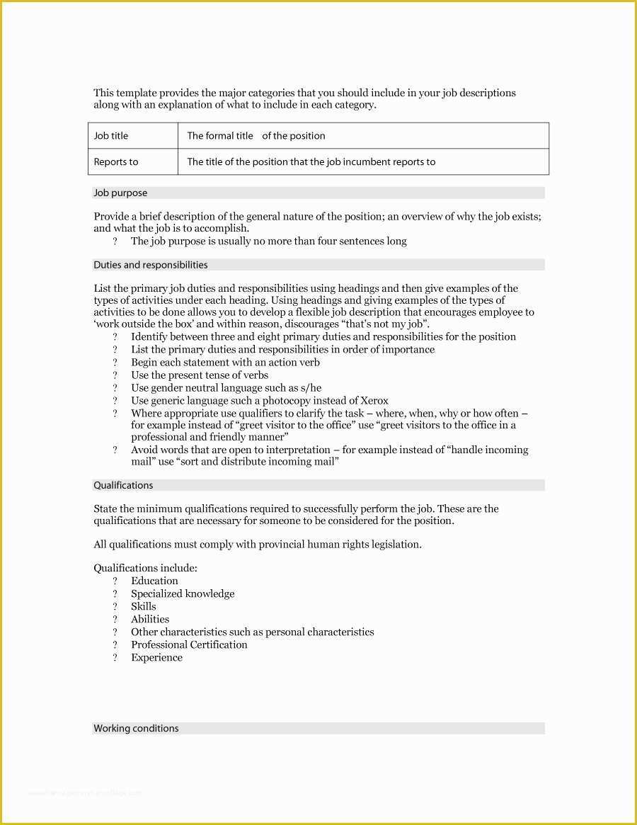 Free Job Description Template Of 49 Free Job Description Templates & Examples Free