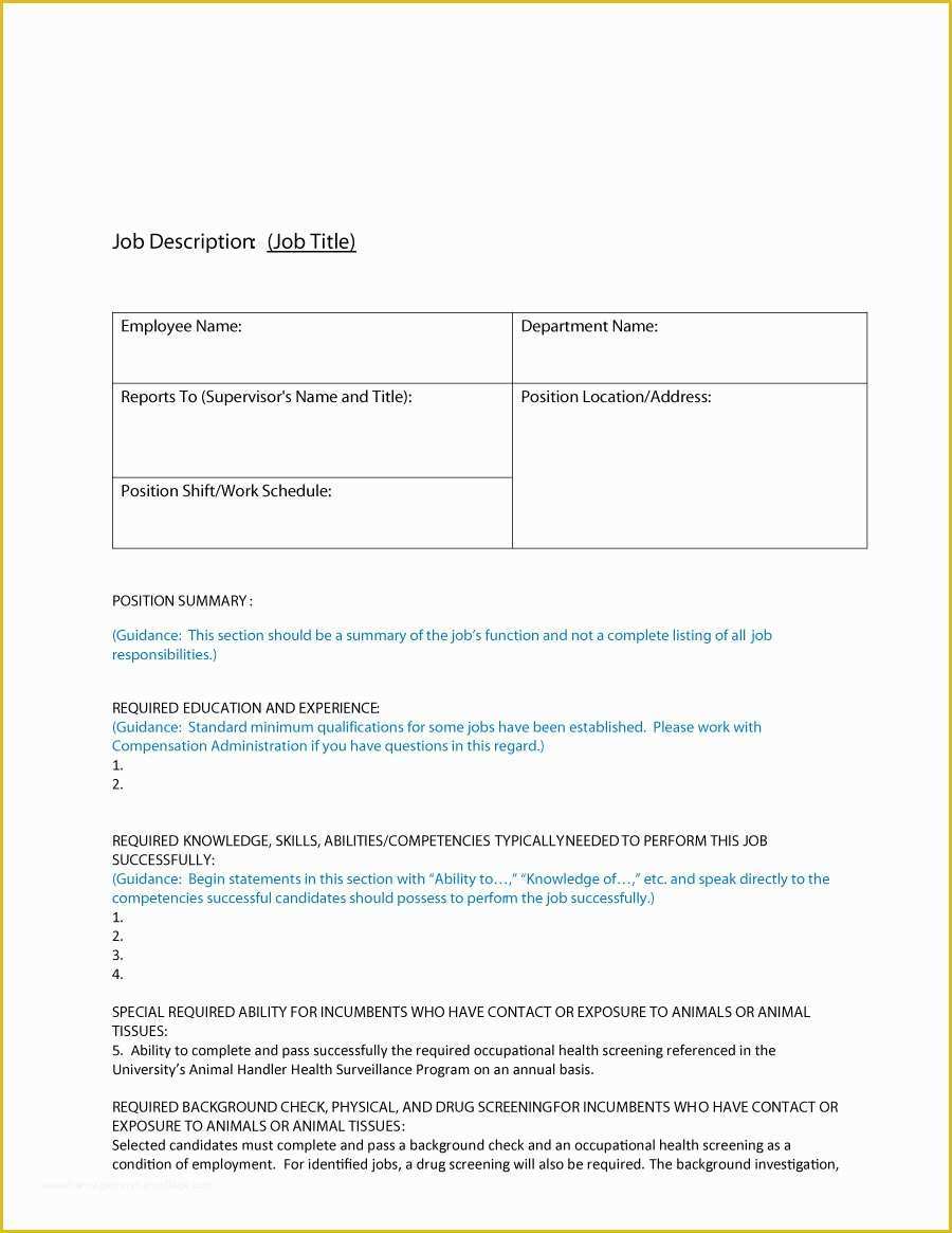 Free Job Description Template Of 49 Free Job Description Templates & Examples Free