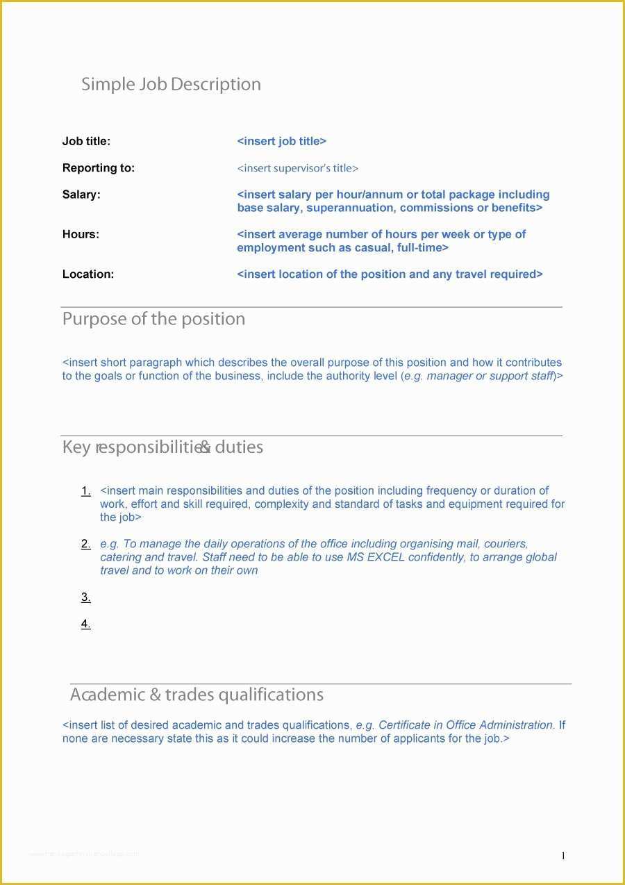 Free Job Description Template Of 49 Free Job Description Templates & Examples Free