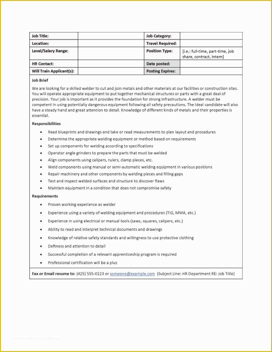 Free Job Description Template Of 49 Free Job Description Templates & Examples Free