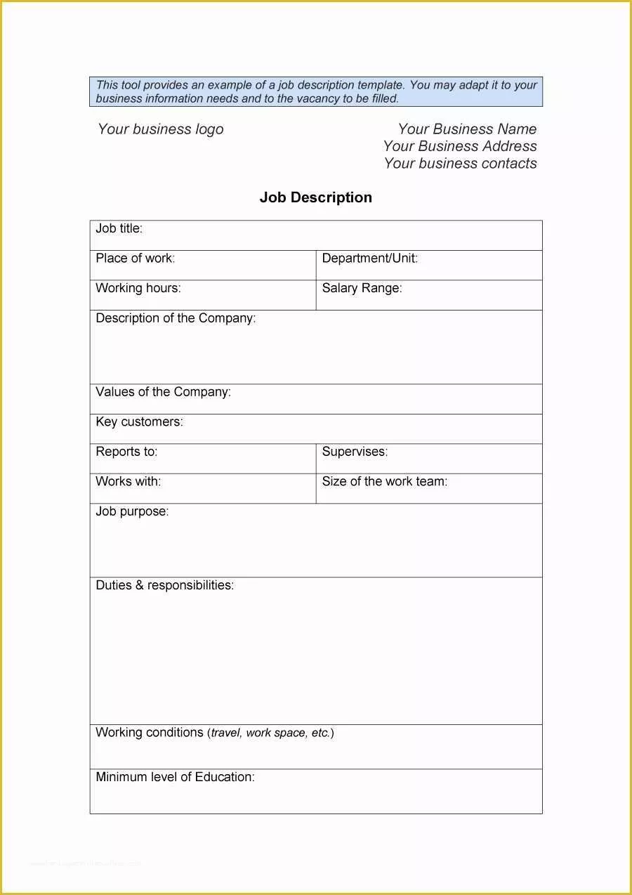 52 Free Job Description Template