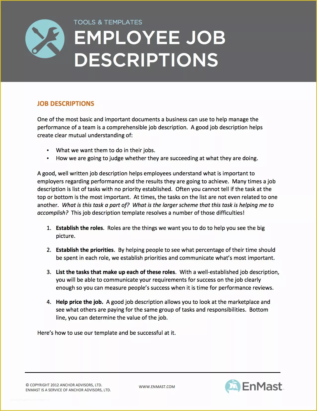 Free Job Description Template Of Employee Job Descriptions tool and Template