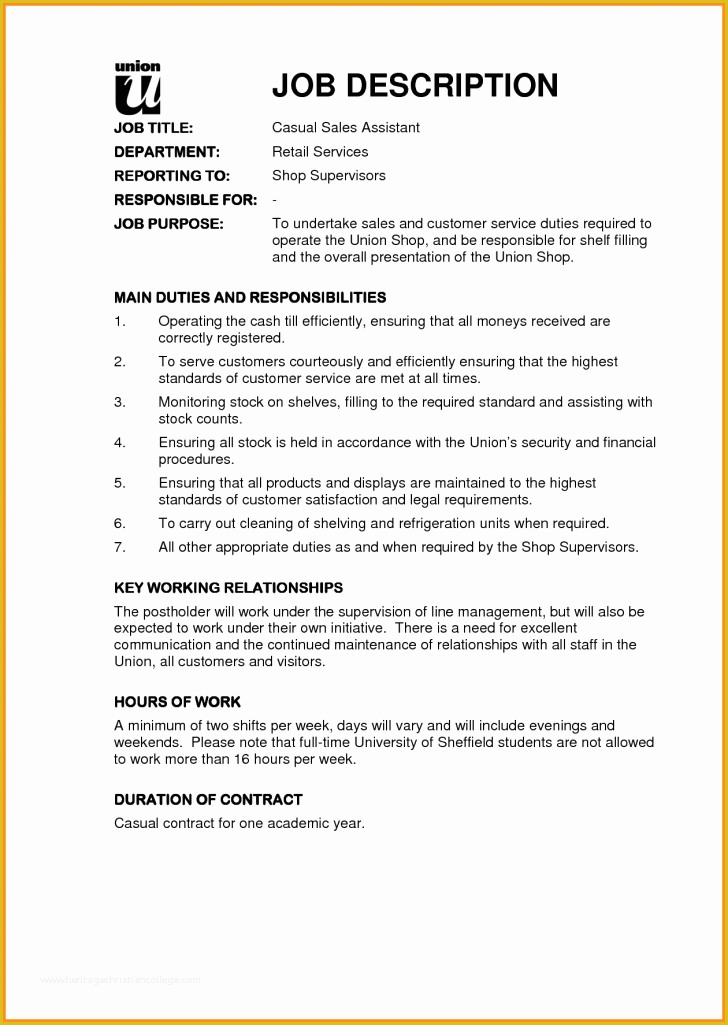 Free Job Description Template Of Job Description Template Google Docs