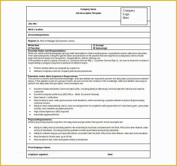 Free Job Description Template Of Job Sheet Template 13 Free Word Excel Pdf Documents