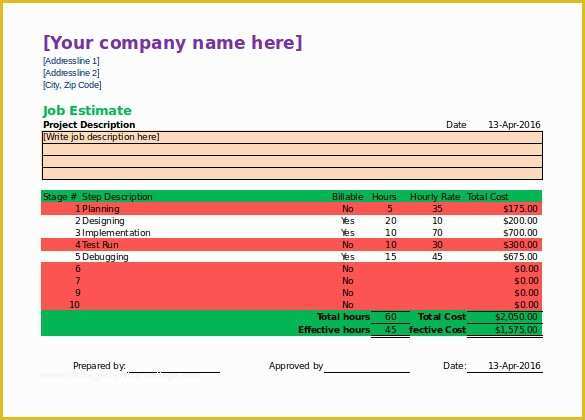 Free Job Estimate Template Of 26 Blank Estimate Templates Pdf Doc Excel Odt