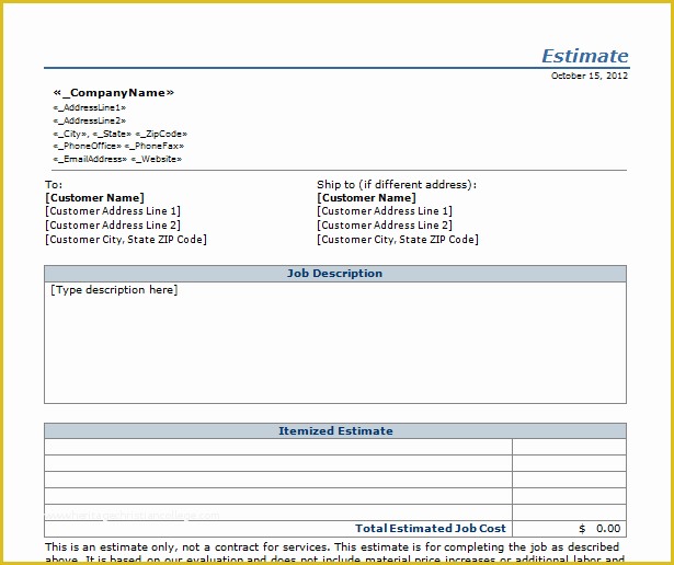 Free Job Estimate Template Of Estimate Template Driverlayer Search Engine