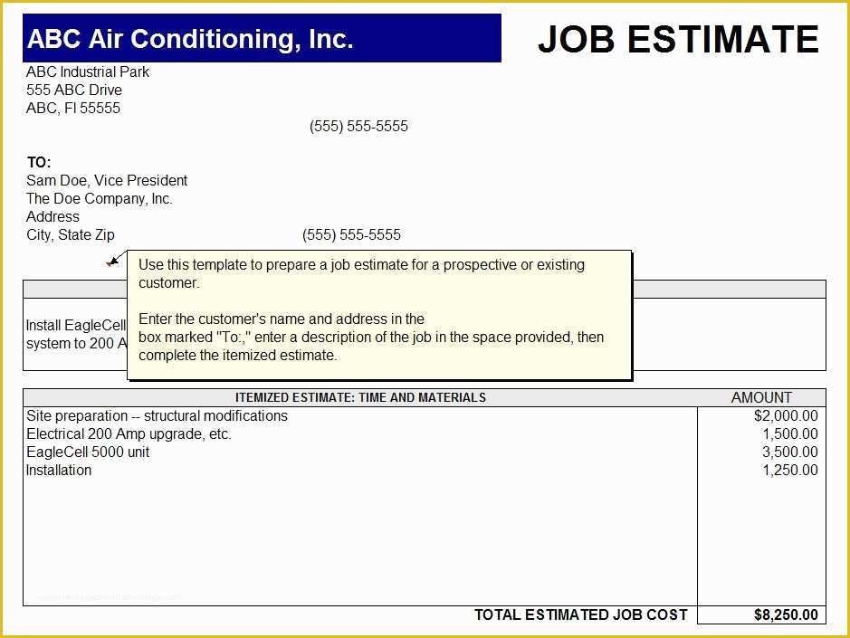 Free Job Estimate Template Of Printable Job Estimate Sheet